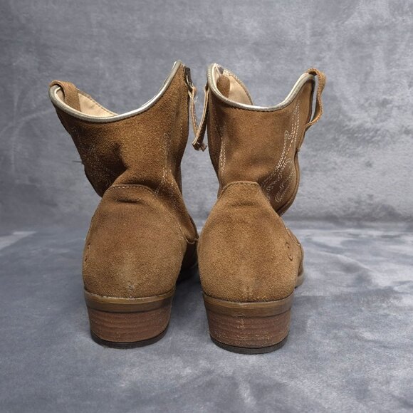 Dingo Brown Suede Ankle Cowboy Boots 11M Embroidered Zipper Closure Imperfect - Picture 8 of 9